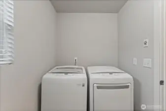 Convenient upstairs utility room located near all bedrooms for easy living and washer and dryer are included.