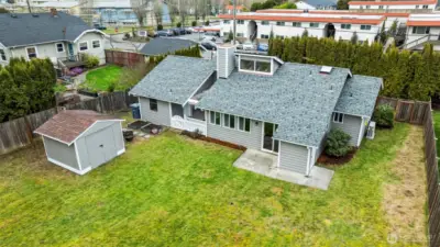 Drone of the back of the home and  shed