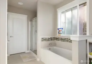 Separate shower and bath.