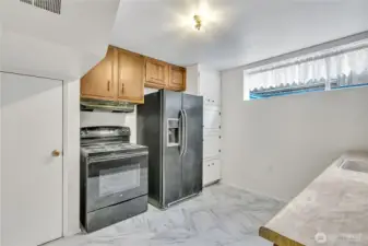 Lower level kitchen.