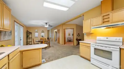 Open concept kitchen with eating bar