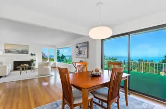 Sliding doors lead to a huge deck and endless views.