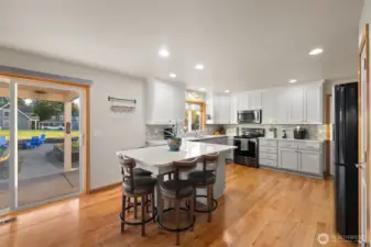 Large Kitchen Island great for casual dining and entertaining.