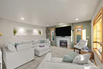 Cozy up by the gas fire place and cheer the Hawks on to victory!