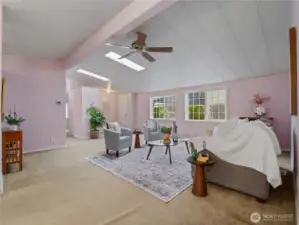 The light and bright living room gives so many options for how it can be used and furnished.