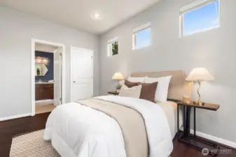 Closet and entry into 3/4 bath