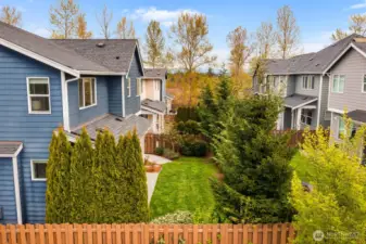 Mature landscaping provides privacy