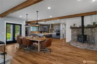 Looking from the living room to the dining and kitchen areas. Such an amazing area to entertain!