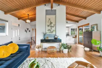 Living room opens up into the dining, kitchen and fantastic deck.