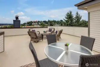 Oversized, private rooftop deck with view.