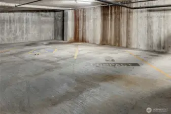 Gated parking garage, spaces #1 and #2 deeded with condo.