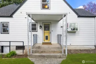 Cute Yellow Back Door with Doggy Door!