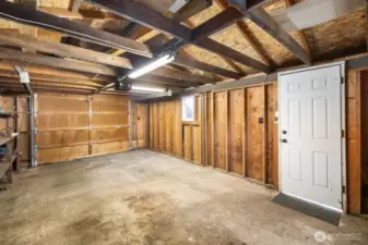 Detached Garage that's clean and has room to park 1 vehicle.