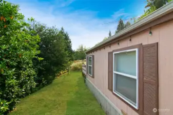 Side view of home looking to pasture