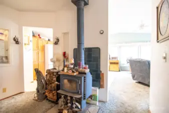 Wood stove in Dining area/bonus living room