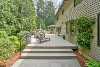 Azek decking w/black powder coated railing along the kitchen and family room