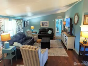 Living room with vaulted ceiling