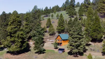 Perfectly nestled cabin.
