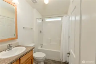 Guest bath from bedroom hallway