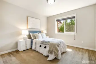 Unlit sunlit bedroom