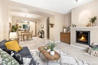 Open concept living room and dining room.