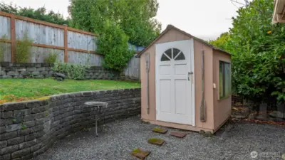 Garden shed in backyard