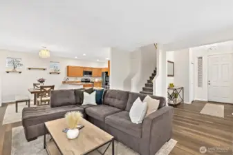 Entry, living room, dining room and kitchen.