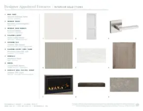 Designer appointed interior selections which include a 42" linear gas fireplace