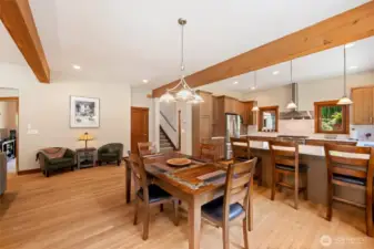 Open dining room with room for larger table and hutch should you desire.