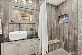 Fully tiled bathroom