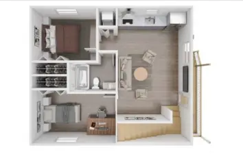 Builders original birdseye view of the main lvl floorplan