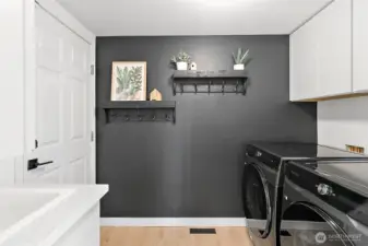 Functional Utility room off of the garage includes a sink & cabinets for extra storage.