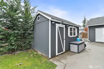 Outdoor shed conveniently located off the patio & garage, plus RV parking is perfect for any extra storage or the use of your dreams!