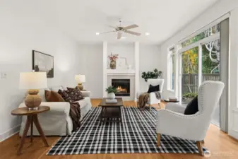 Slider on side opens to full length concrete patio and garden