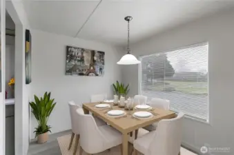 Virtually staged dining room