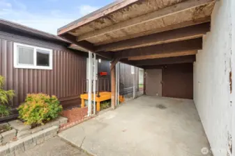 Carport with storage.