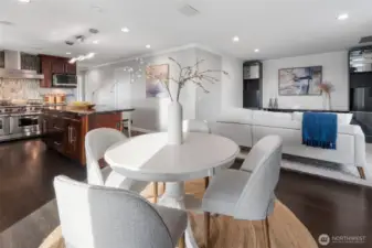 Informal dining flows directly into family room.