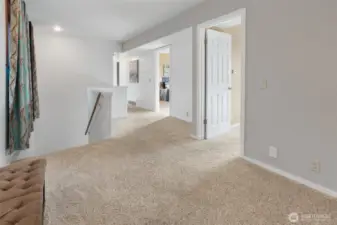 Landing for the 2nd level which hosts 4 bedrooms, Laundry Room & Storage Closet.