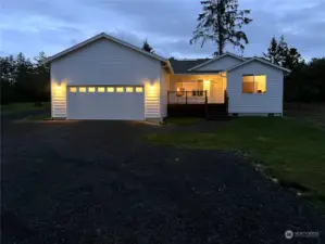 This beautiful home at twilight.