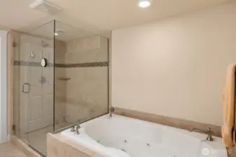 Huge soaking tub and walk-in-closet.