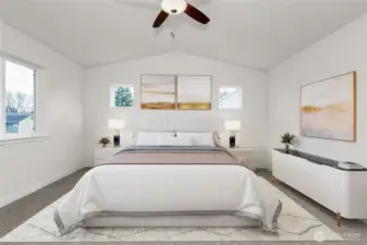 virtually staged primary bedroom