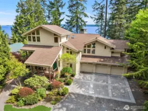 Custom waterfront home offering privacy.