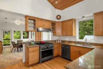 The kitchen offers dual fuel Meili 6 burner range, sub zero refer, and built in kitchen-aid micro, and pantry with pull outs to keep you organized.