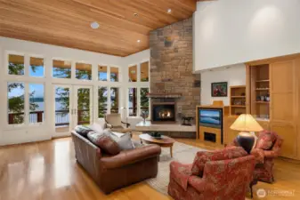 Built in bar for entertaining that can seamlessly disappear. The windows are all custom for the home.