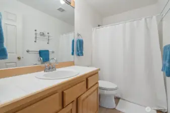Full bathroom with easy access to bedrooms