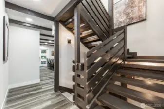 Stairs throughout maintain their orginal, beautiful character