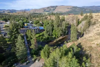 Cable Pedestrian Bridge gives easy access to Winthrop's finest Shops, Galleries, Restaurant's and more from North Village Lot 25 , 615 Pine Loop homesite.