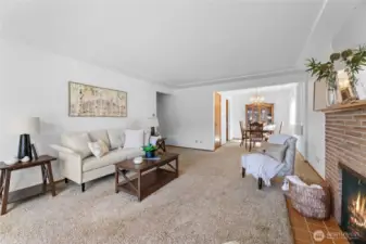 Living room opens to dining and kitchen