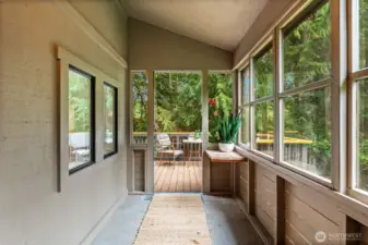Convenient lower-level mudroom perfect for gardening, outdoor fun, or pets.