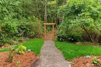 This welcoming awning pathway guides you to your peaceful hobby farm.